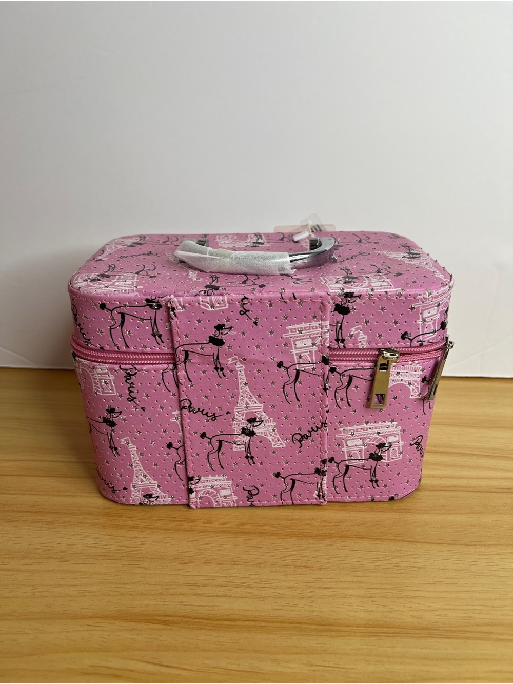 Pink Paris-Print Travel Cosmetic Case - Picture 3 of 5